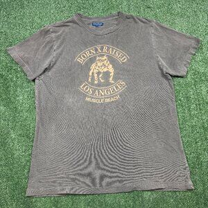 Born x Raised Graphic T Shirt Men's Size XL Gray Muscle Beach Logo *READ